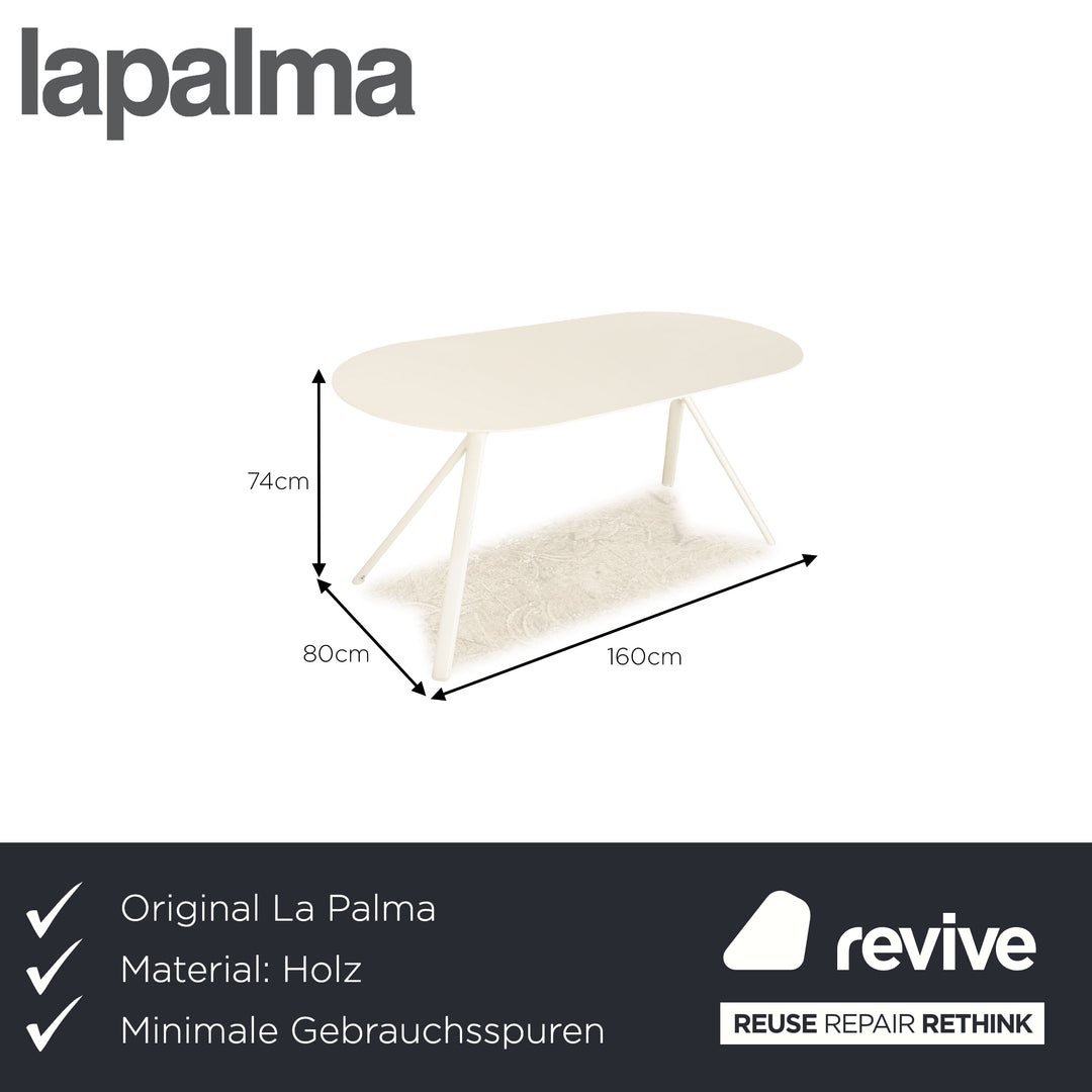 La Palma Fork wooden dining table white laminate top 160 x 74 x 80 cm