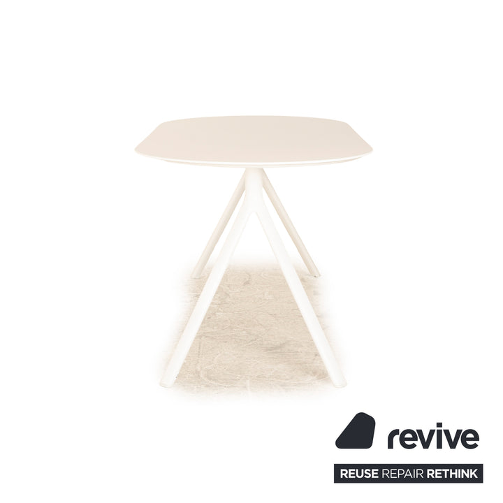 La Palma Fork wooden dining table white laminate top 160 x 74 x 80 cm