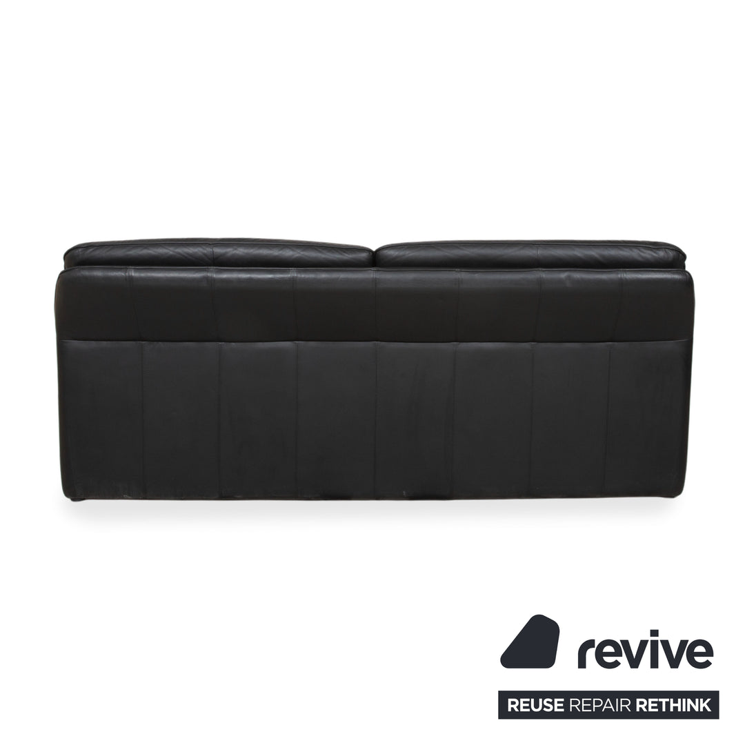 Laauser Atlanta Designer Leder Sofa Schwarz Dreisitzer Couch