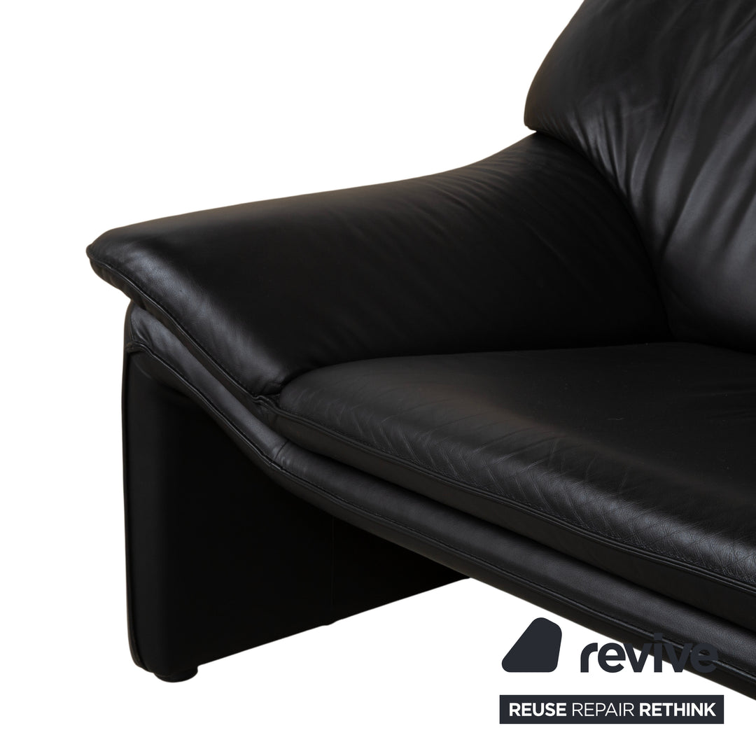 Laauser Atlanta Designer Leder Sofa Schwarz Dreisitzer Couch