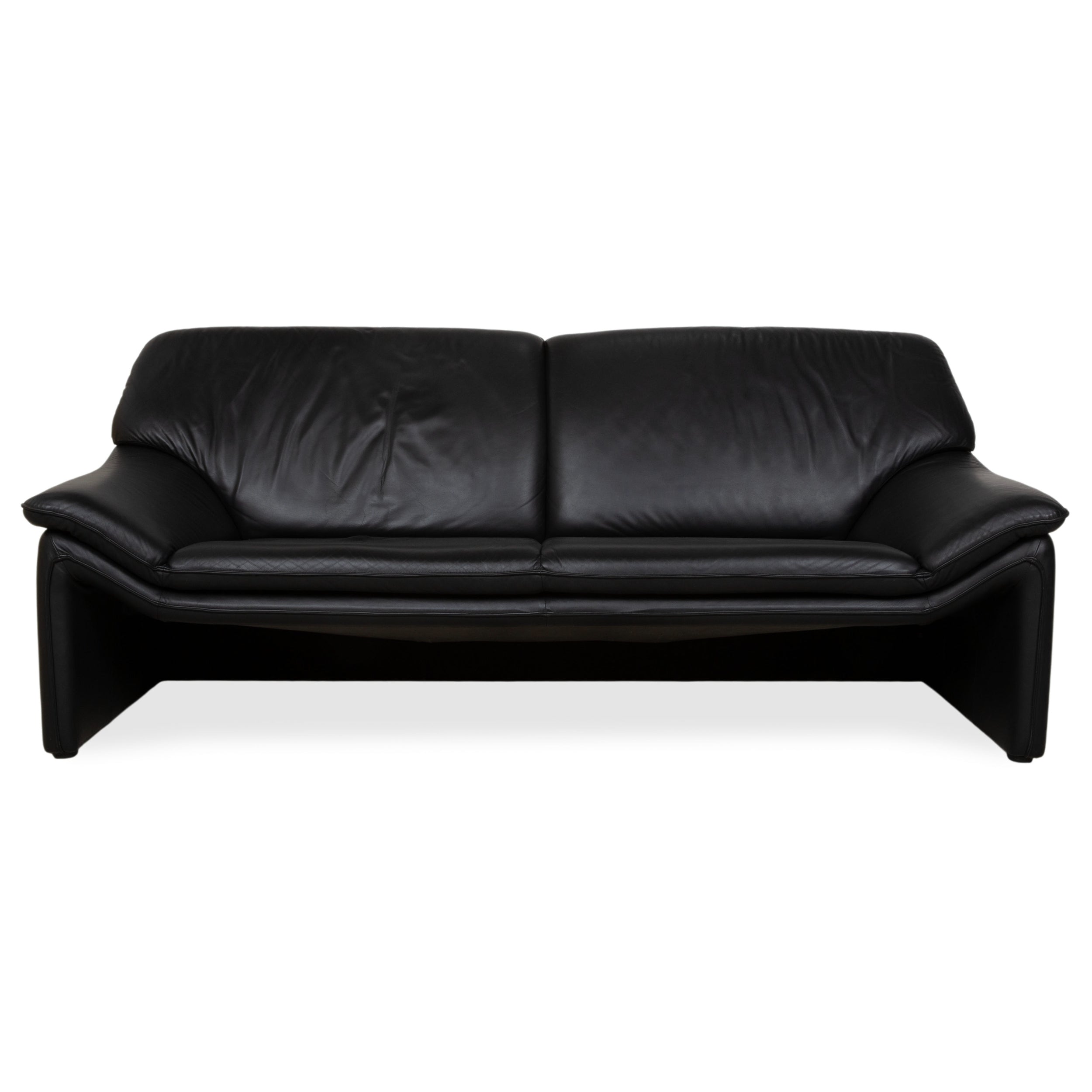 Laauser Atlanta Designer Leder Sofa Schwarz Dreisitzer Couch