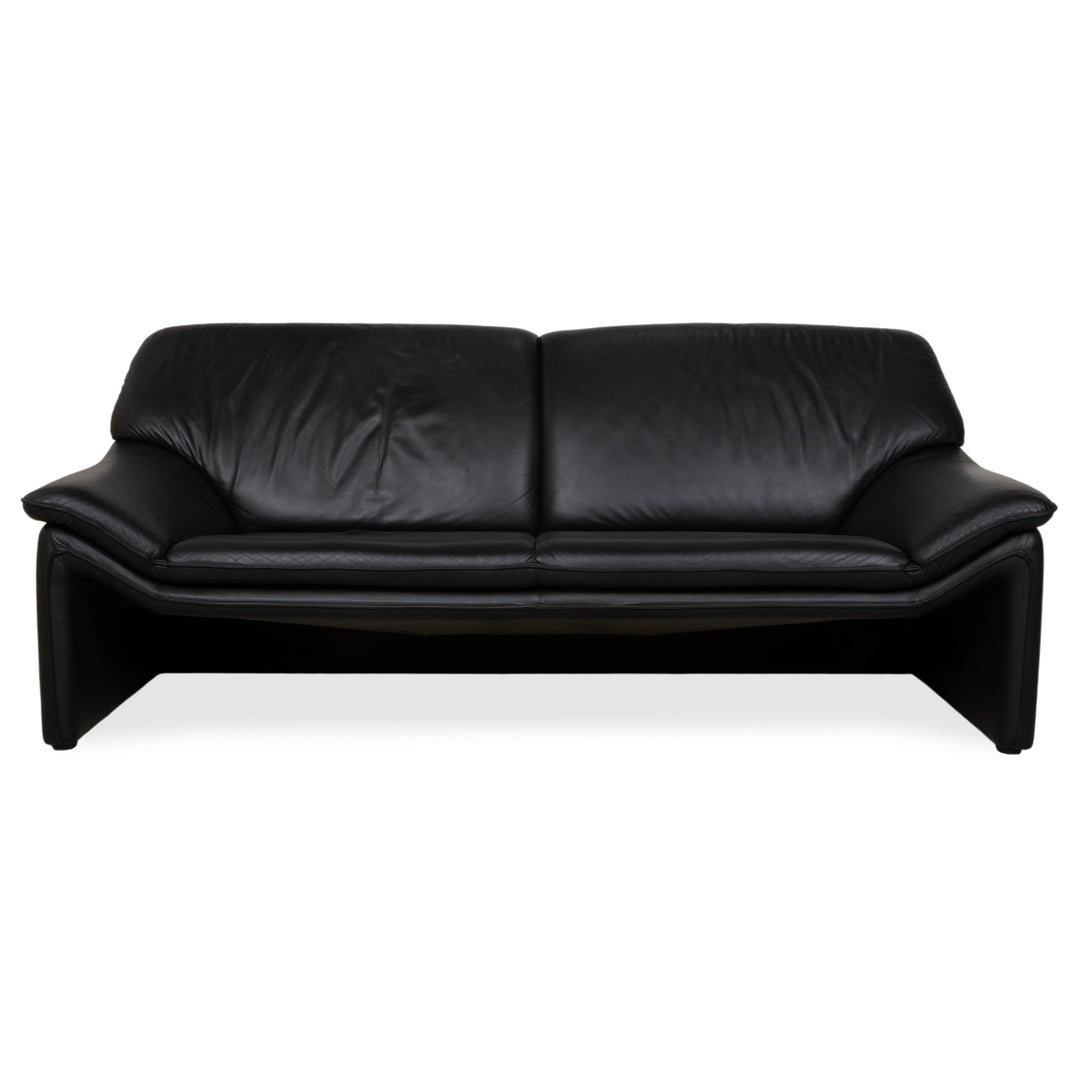 Laauser Atlanta Designer Leder Sofa Schwarz Dreisitzer Couch