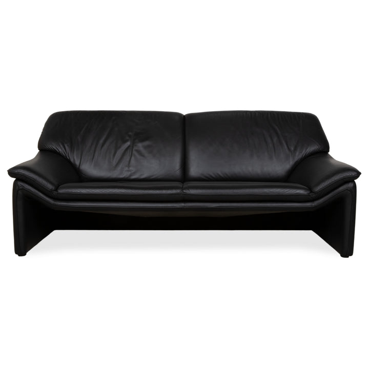 Laauser Atlanta Designer Leder Sofa Schwarz Dreisitzer Couch