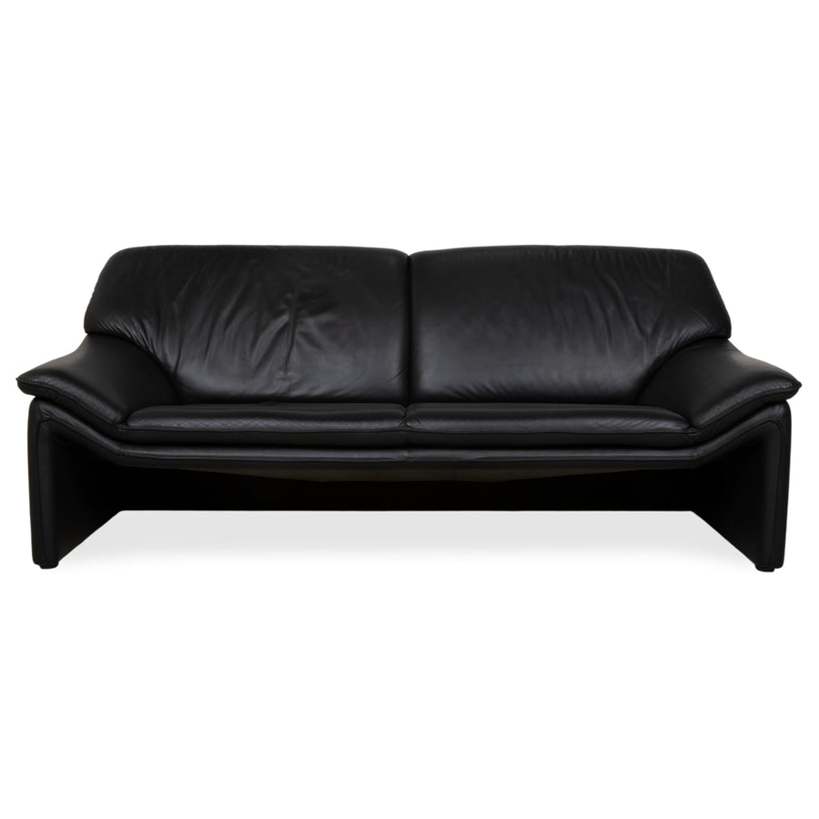 Laauser Atlanta Designer Leder Sofa Schwarz Dreisitzer Couch