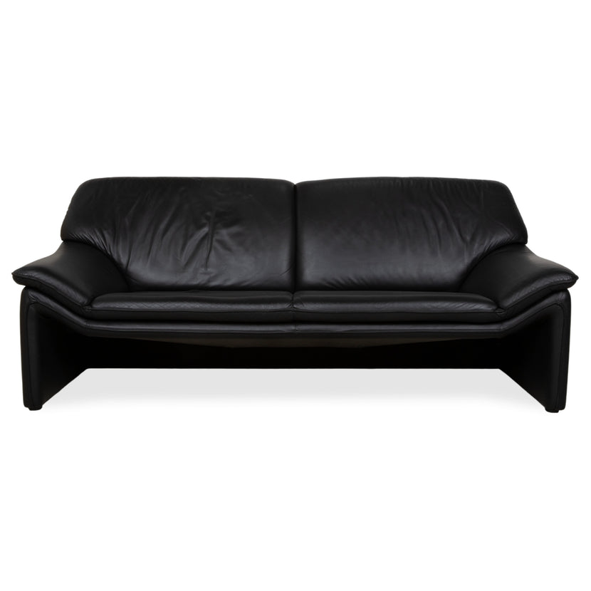 Laauser Atlanta Designer Leder Sofa Schwarz Dreisitzer Couch