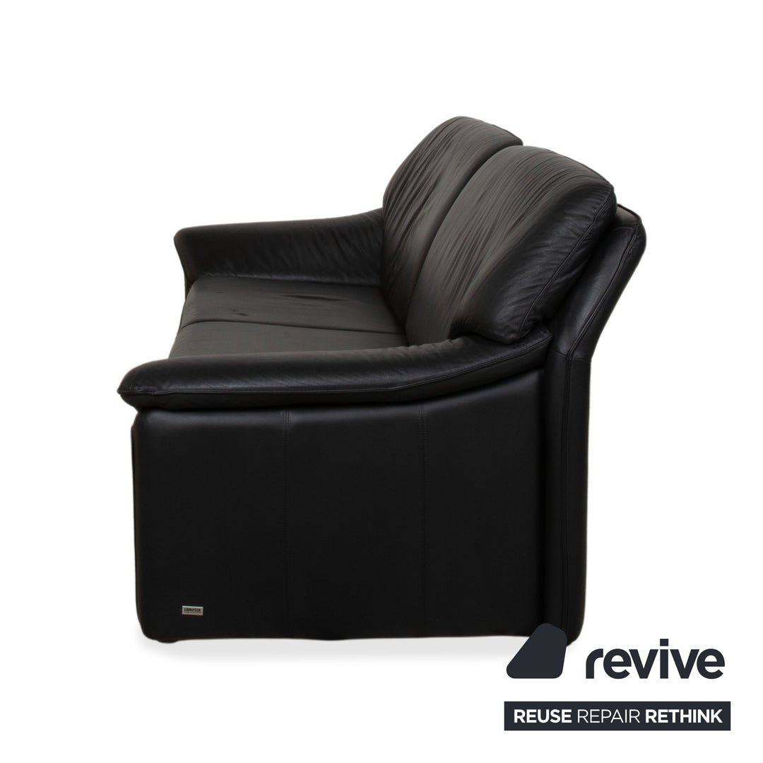 Laauser Atlanta Designer Leder Sofa Schwarz Dreisitzer Couch