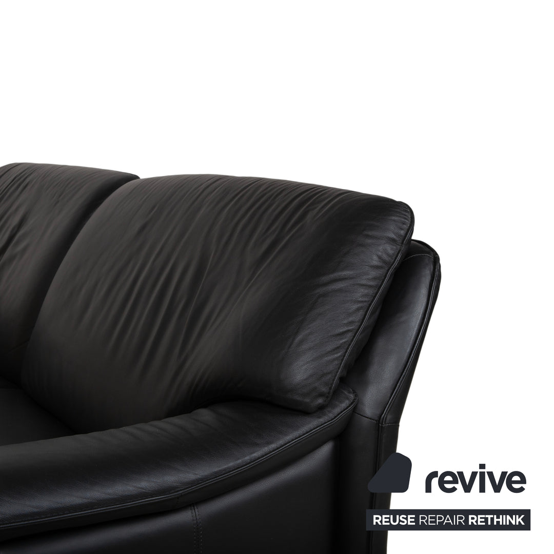 Laauser Atlanta Designer Leder Sofa Schwarz Dreisitzer Couch