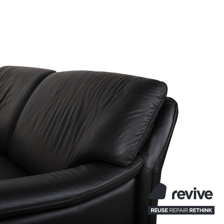 Laauser Atlanta Designer Leder Sofa Schwarz Dreisitzer Couch