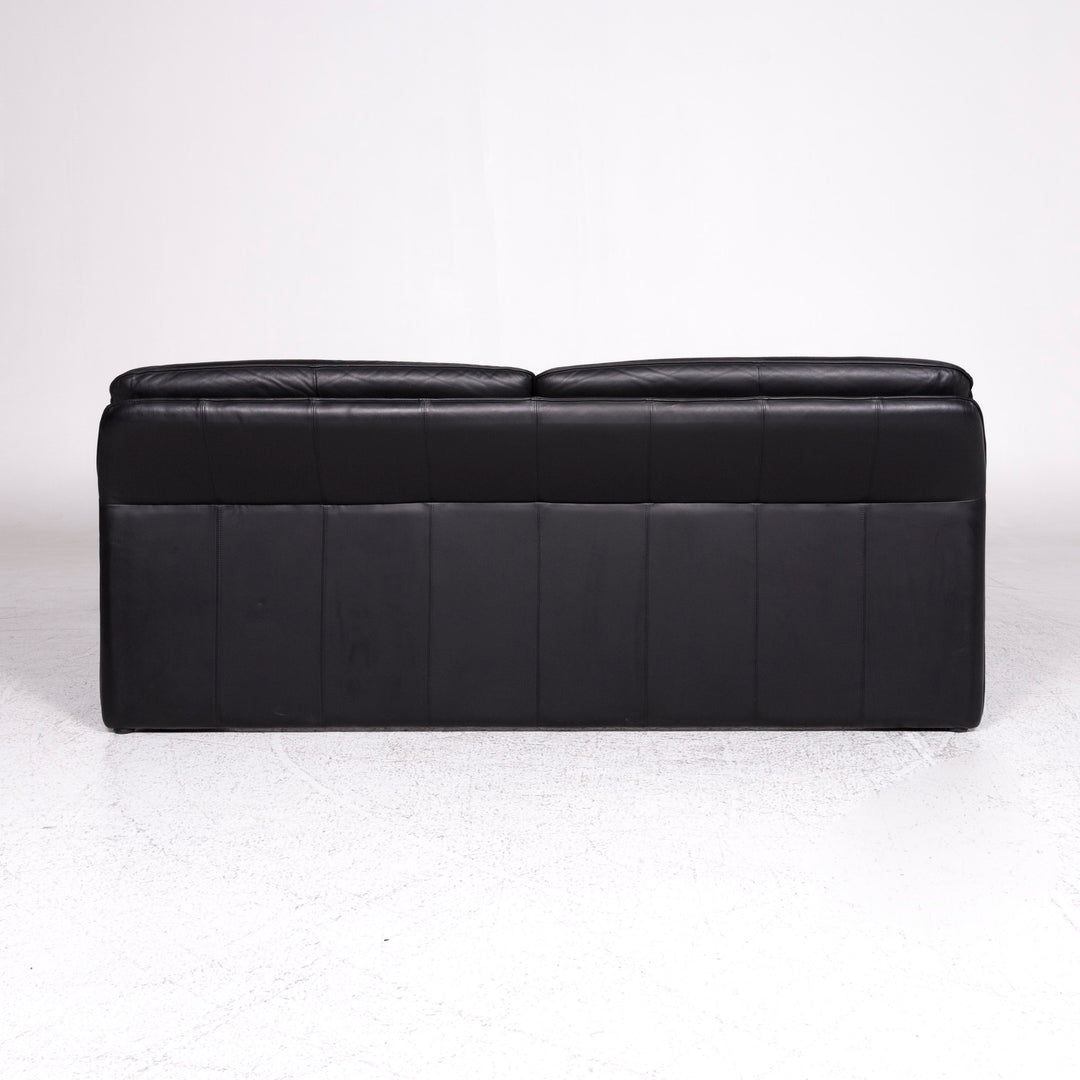 Laauser Atlanta Designer Leather Sofa Black Three-Seater Couch #9554