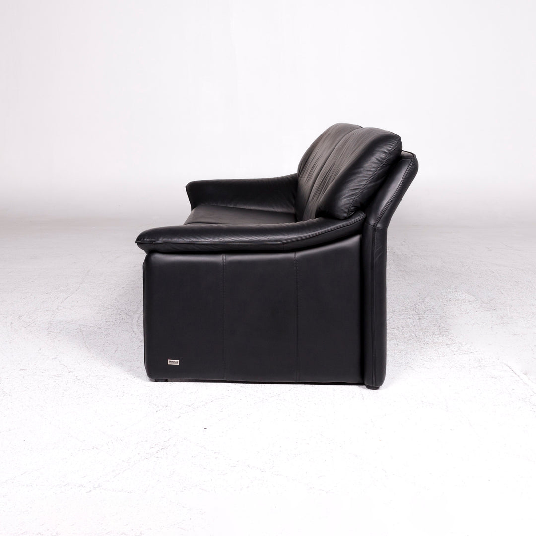 Laauser Atlanta Designer Leather Sofa Black Three-Seater Couch #9554