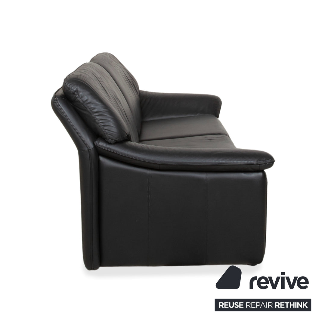 Laauser Atlanta Designer Leder Sofa Schwarz Dreisitzer Couch