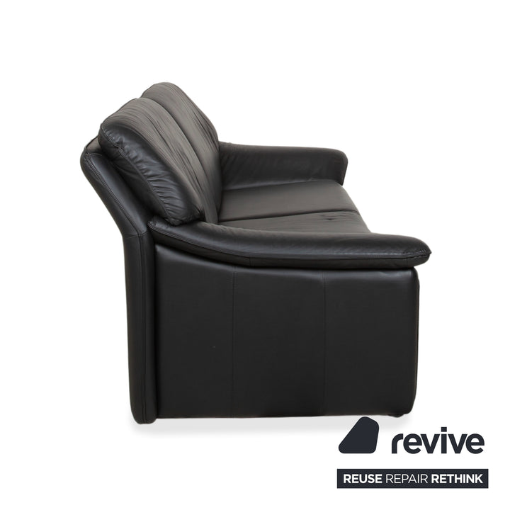 Laauser Atlanta Designer Leder Sofa Schwarz Dreisitzer Couch