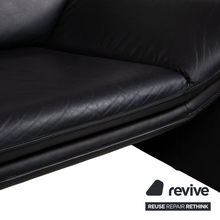 Laauser Atlanta Designer Leder Sofa Schwarz Zweisitzer Couch