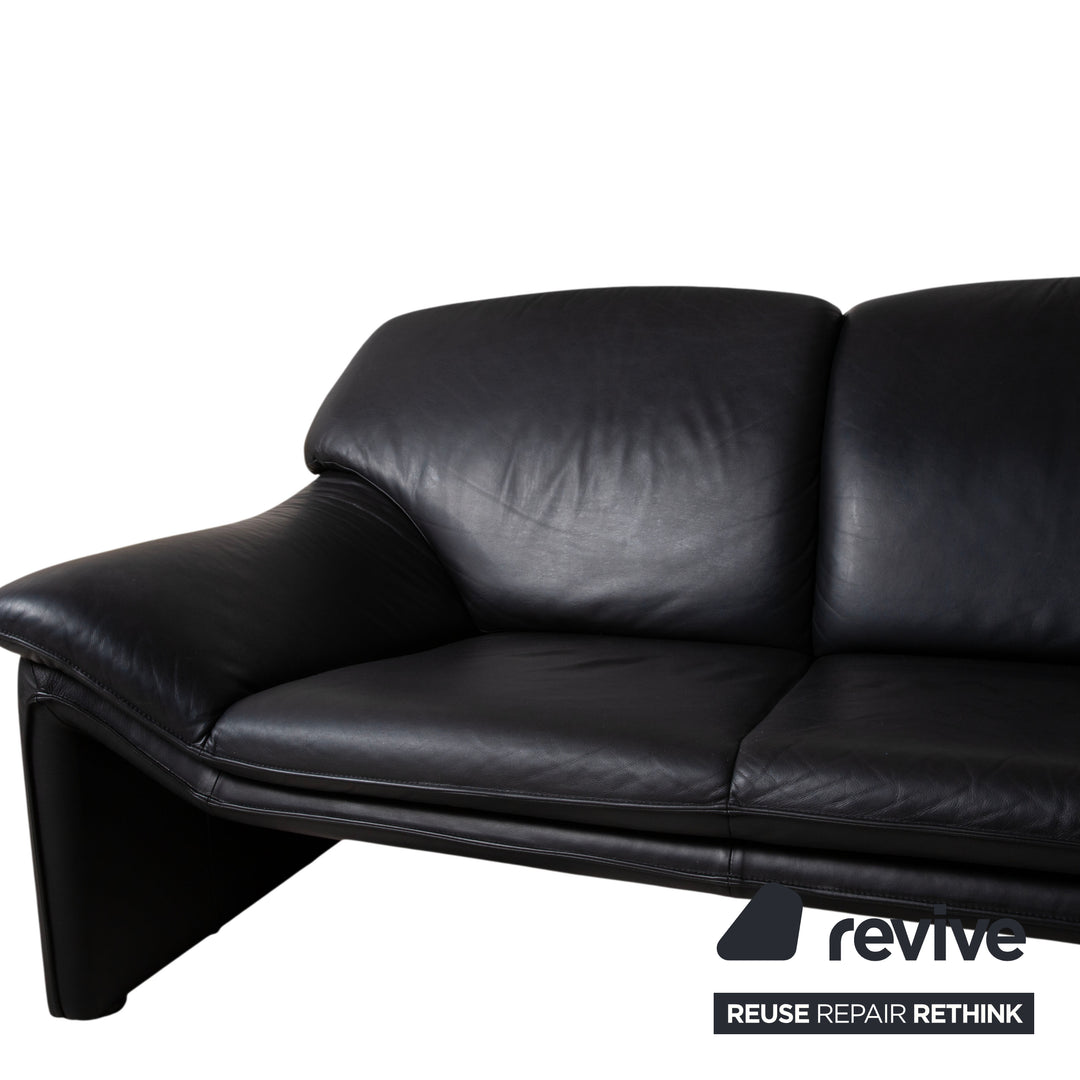 Laauser Atlanta Designer Leather Sofa Black Two-Seater Couch #9552