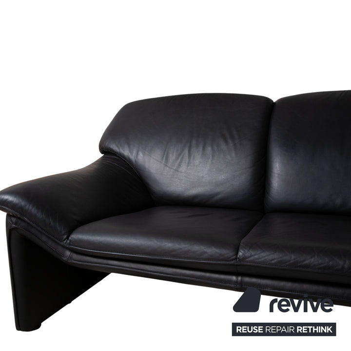 Laauser Atlanta Designer Leather Sofa Black Two-Seater Couch #9552