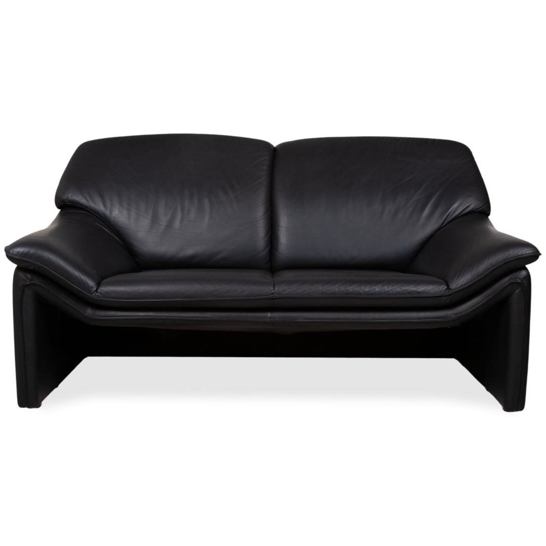 Laauser Atlanta Designer Leather Sofa Black Two-Seater Couch #9552