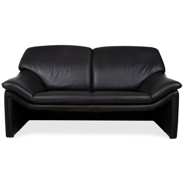Laauser Atlanta Designer Leather Sofa Black Two-Seater Couch #9552