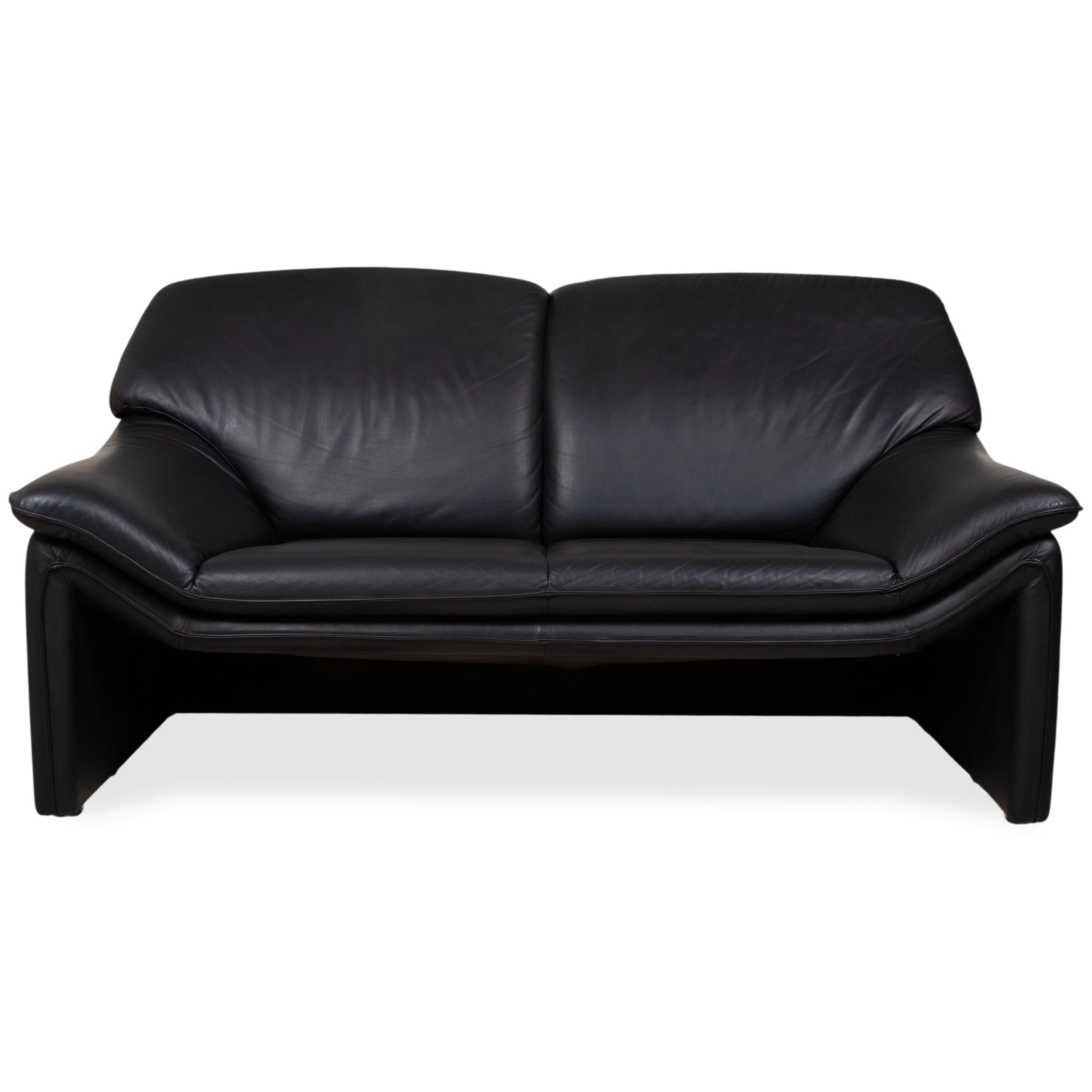 Laauser Atlanta Designer Leather Sofa Black Two-Seater Couch