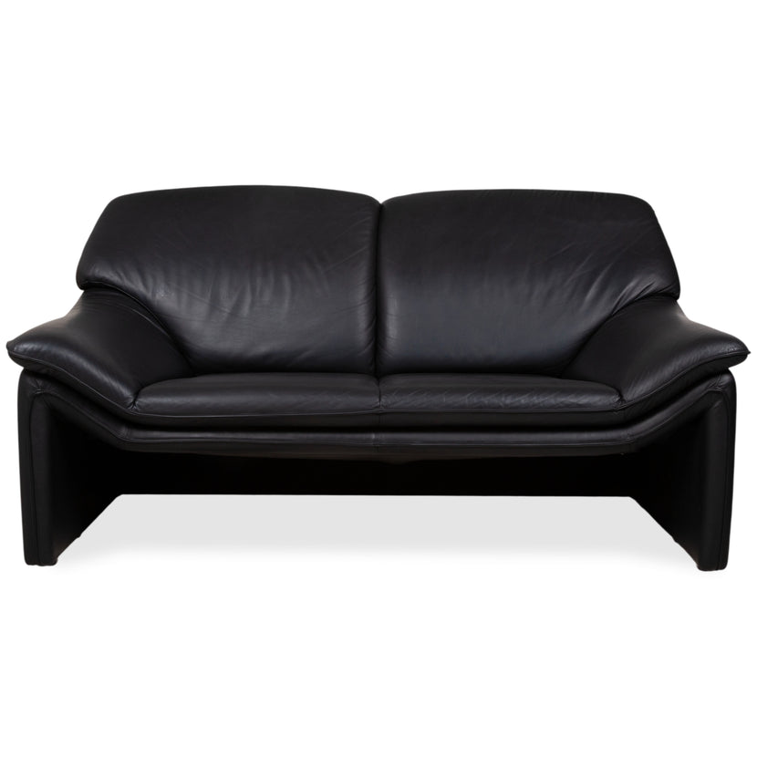 Laauser Atlanta Designer Leather Sofa Black Two-Seater Couch