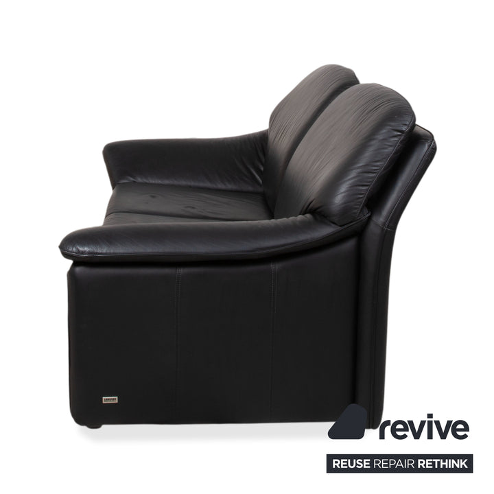 Laauser Atlanta Designer Leder Sofa Schwarz Zweisitzer Couch