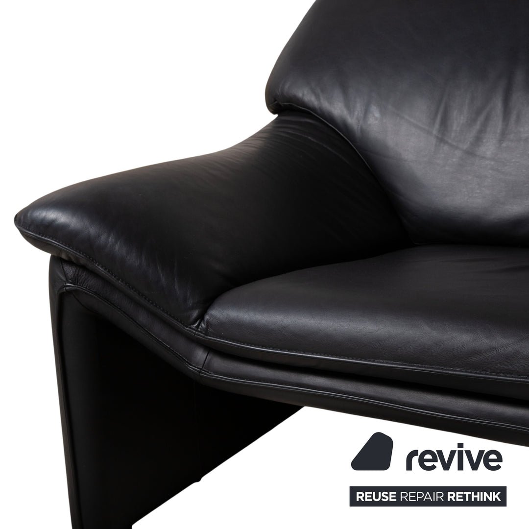 Laauser Atlanta Designer Leder Sofa Schwarz Zweisitzer Couch