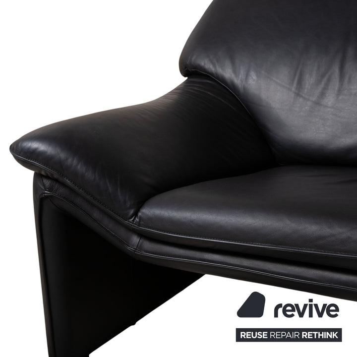 Laauser Atlanta Designer Leder Sofa Schwarz Zweisitzer Couch