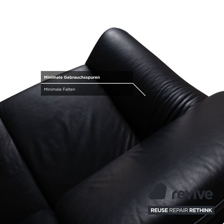 Laauser Atlanta Designer Leder Sofa Schwarz Zweisitzer Couch