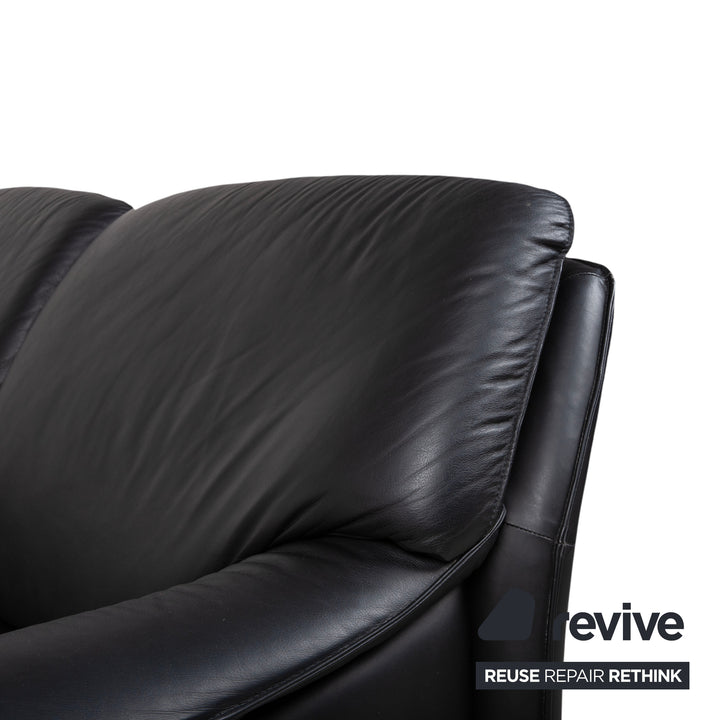 Laauser Atlanta Designer Leder Sofa Schwarz Zweisitzer Couch