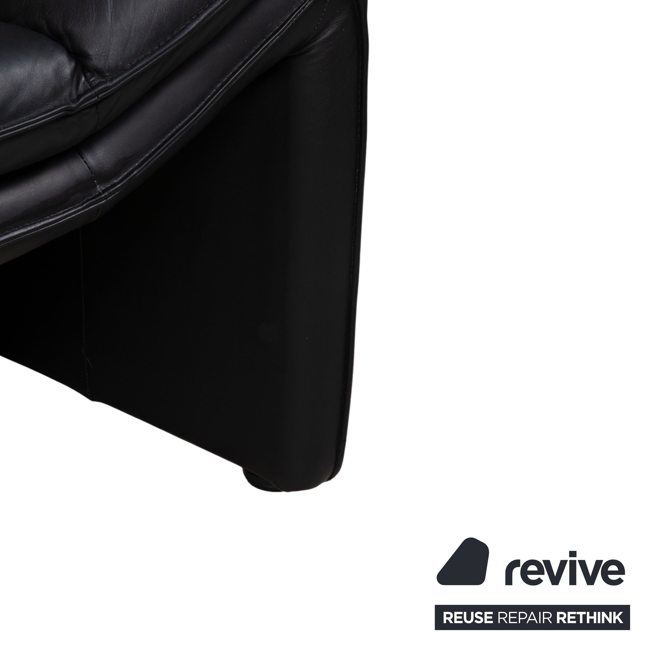 Laauser Atlanta Designer Leather Sofa Black Two-Seater Couch
