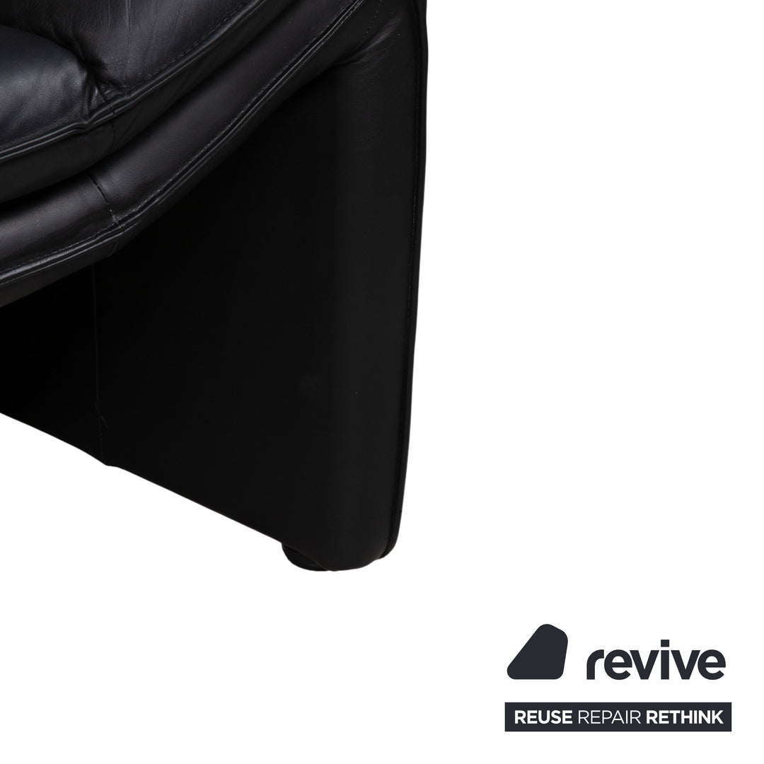 Laauser Atlanta Designer Leder Sofa Schwarz Zweisitzer Couch