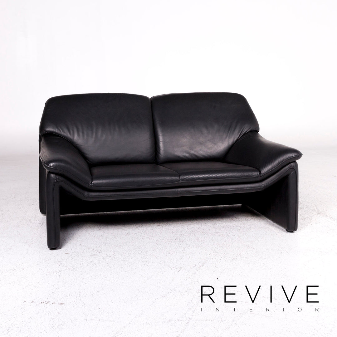 Laauser Atlanta Designer Leder Sofa Schwarz Zweisitzer Couch #9552