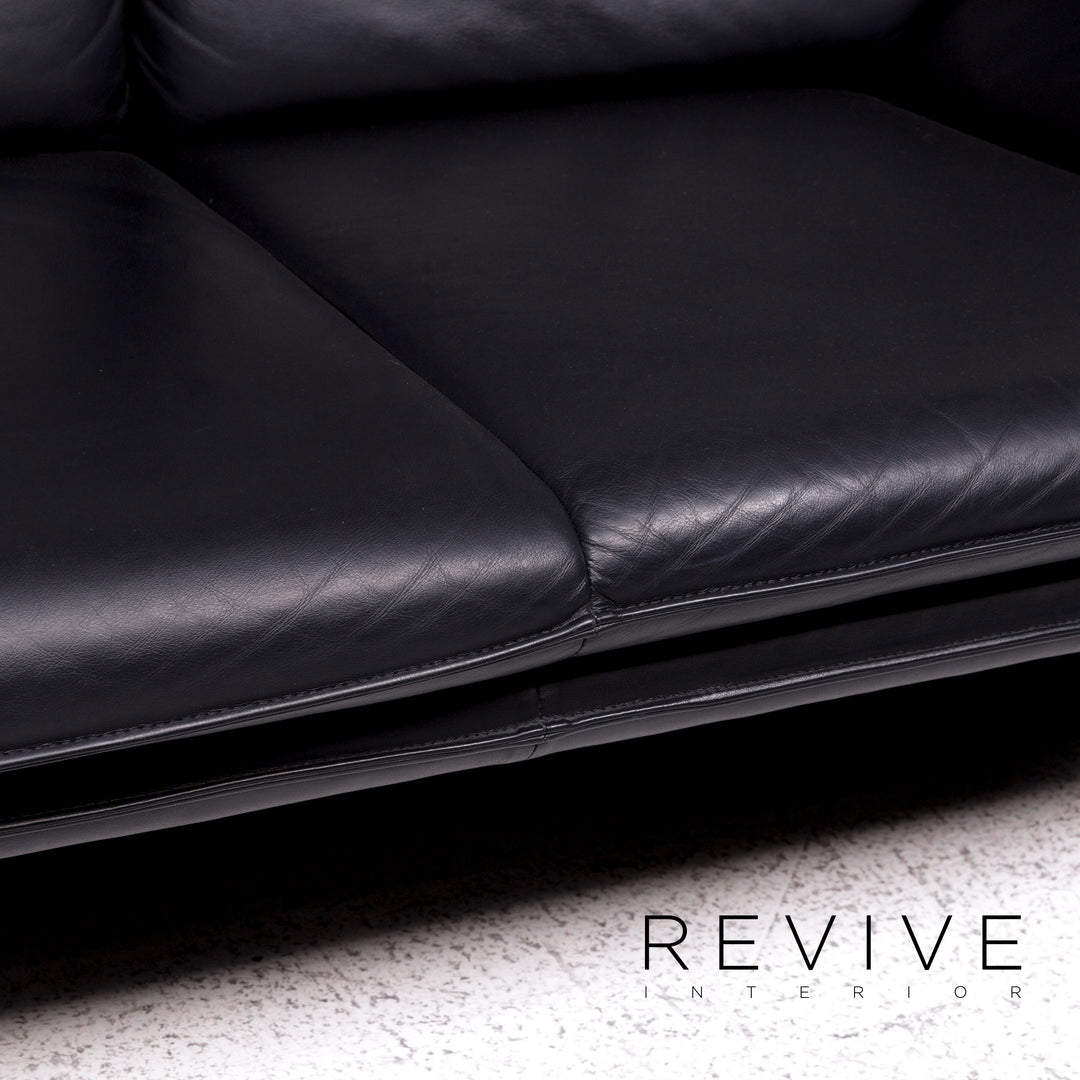 Laauser Atlanta Designer Leder Sofa Schwarz Zweisitzer Couch #9552