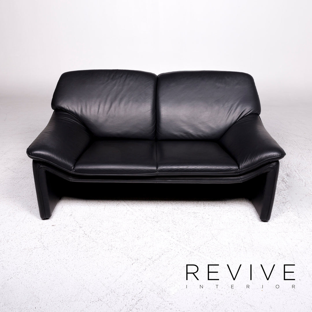 Laauser Atlanta Designer Leder Sofa Schwarz Zweisitzer Couch #9552