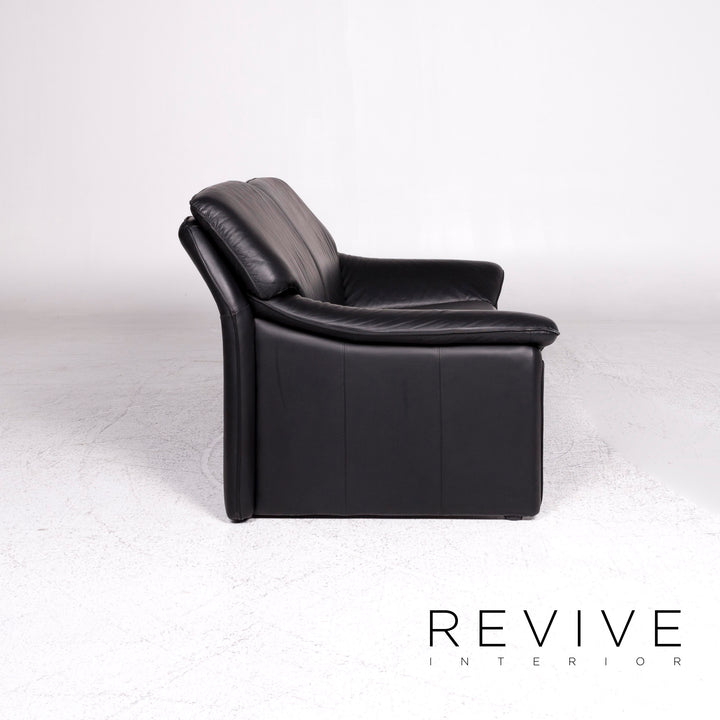 Laauser Atlanta Designer Leather Sofa Black Two-Seater Couch #9552