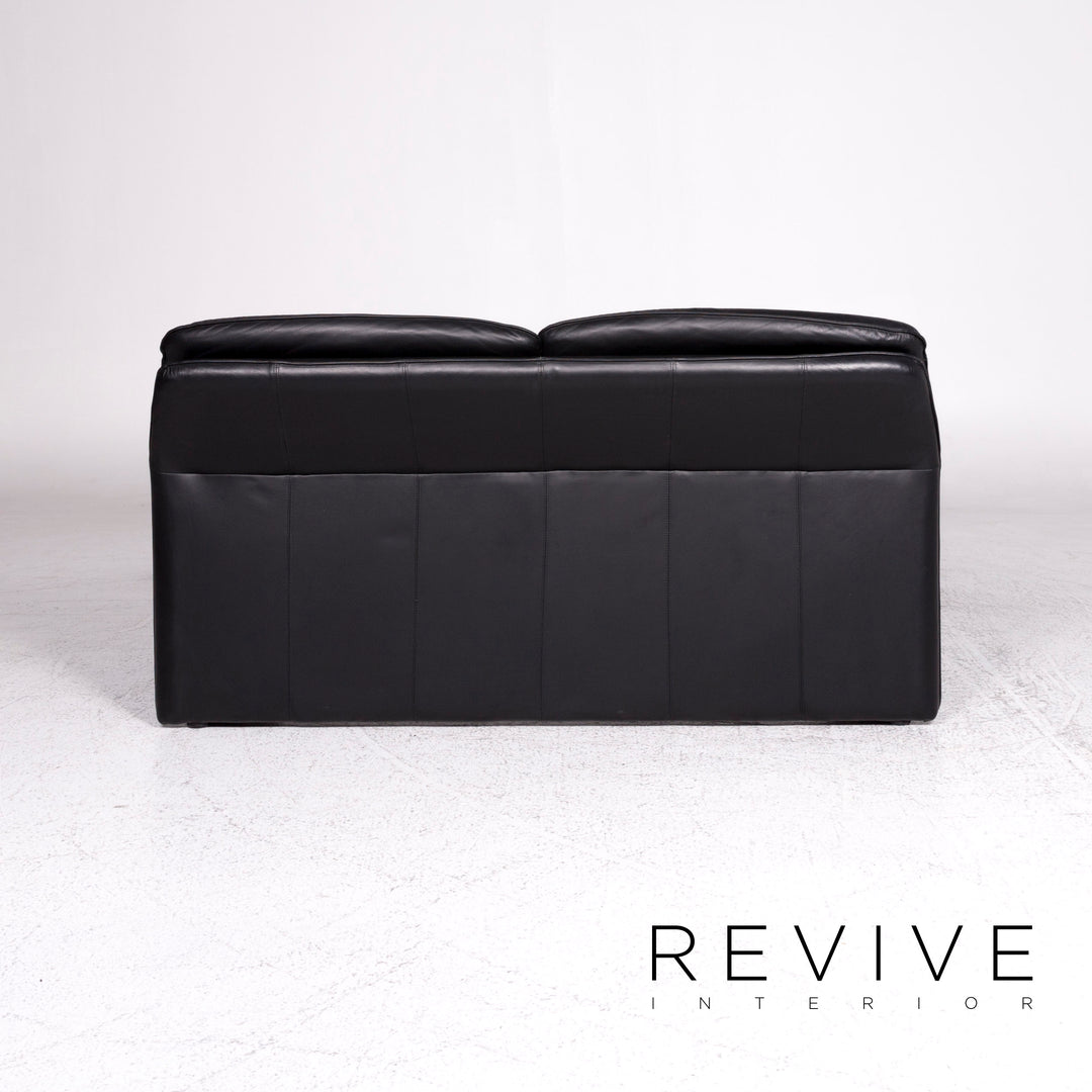 Laauser Atlanta Designer Leather Sofa Black Two-Seater Couch #9552
