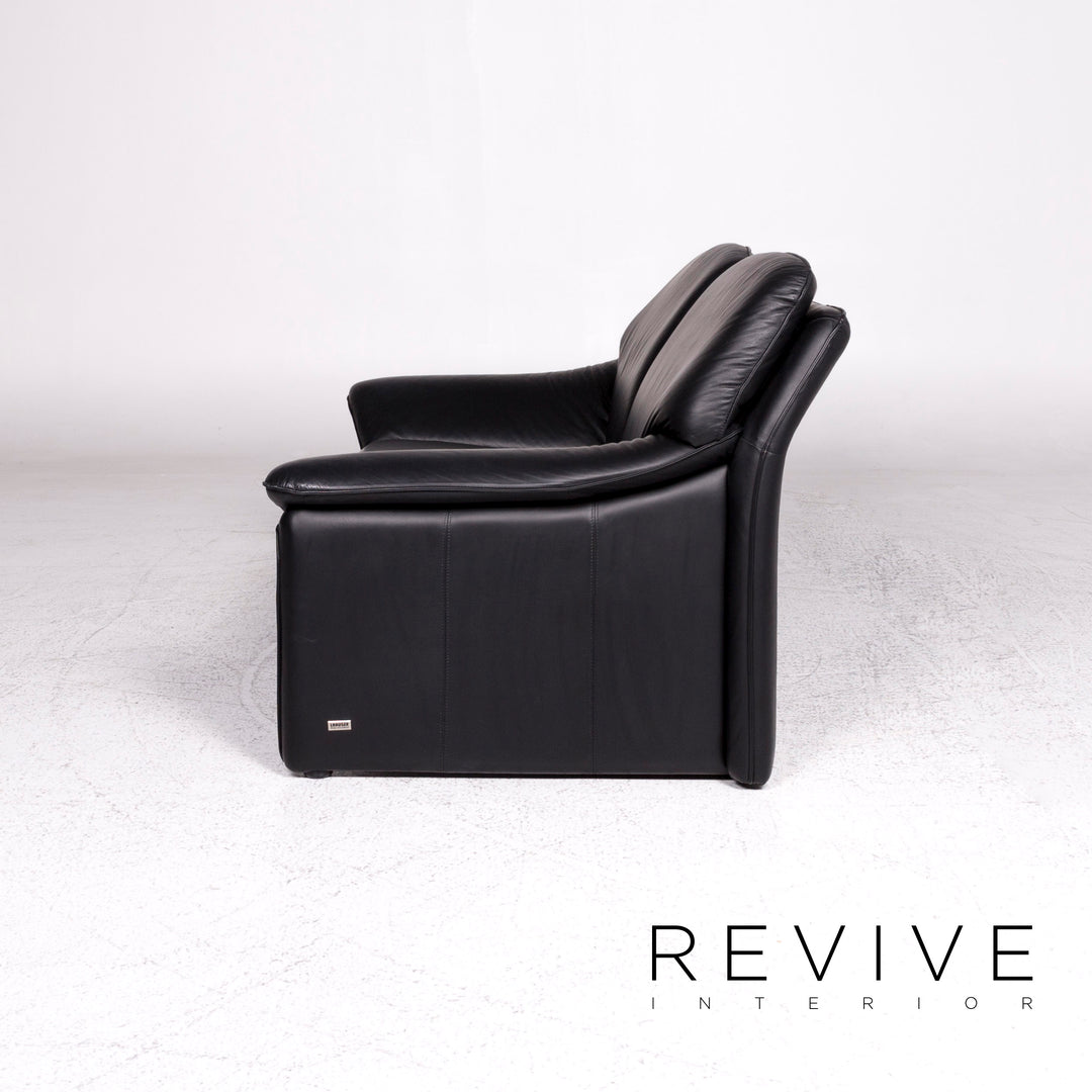 Laauser Atlanta Designer Leather Sofa Black Two-Seater Couch #9552