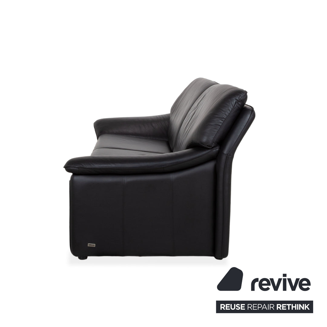 Laauser Atlanta Dreisitzer Leder Sofa Schwarz Couch