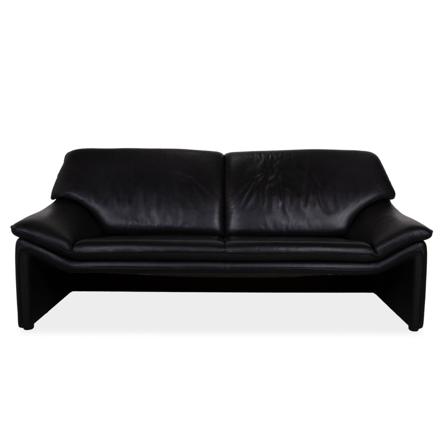 Laauser Atlanta Dreisitzer Leder Sofa Schwarz Couch
