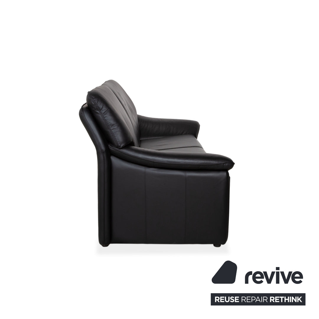 Laauser Atlanta Dreisitzer Leder Sofa Schwarz Couch