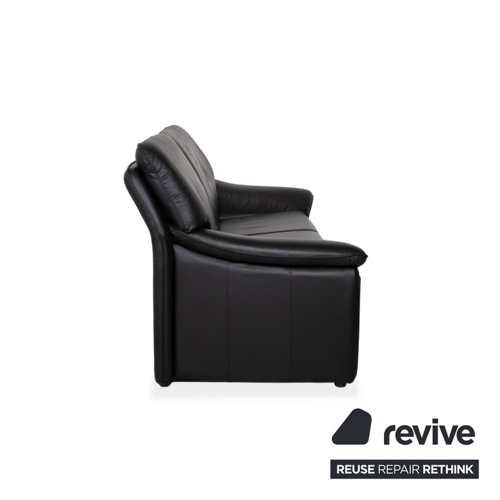 Laauser Atlanta Dreisitzer Leder Sofa Schwarz Couch