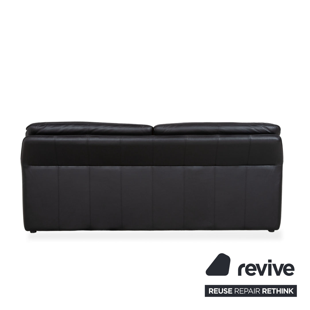 Laauser Atlanta Dreisitzer Leder Sofa Schwarz Couch