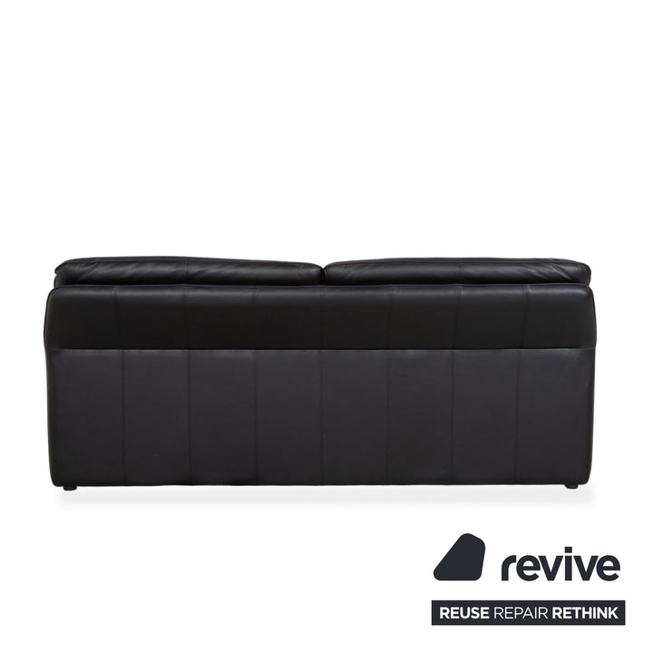 Laauser Atlanta Dreisitzer Leder Sofa Schwarz Couch