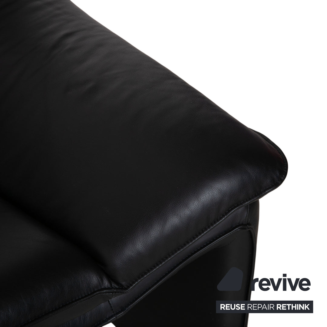 Laauser Atlanta Dreisitzer Leder Sofa Schwarz Couch