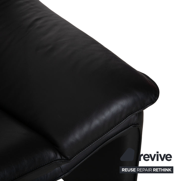 Laauser Atlanta Dreisitzer Leder Sofa Schwarz Couch