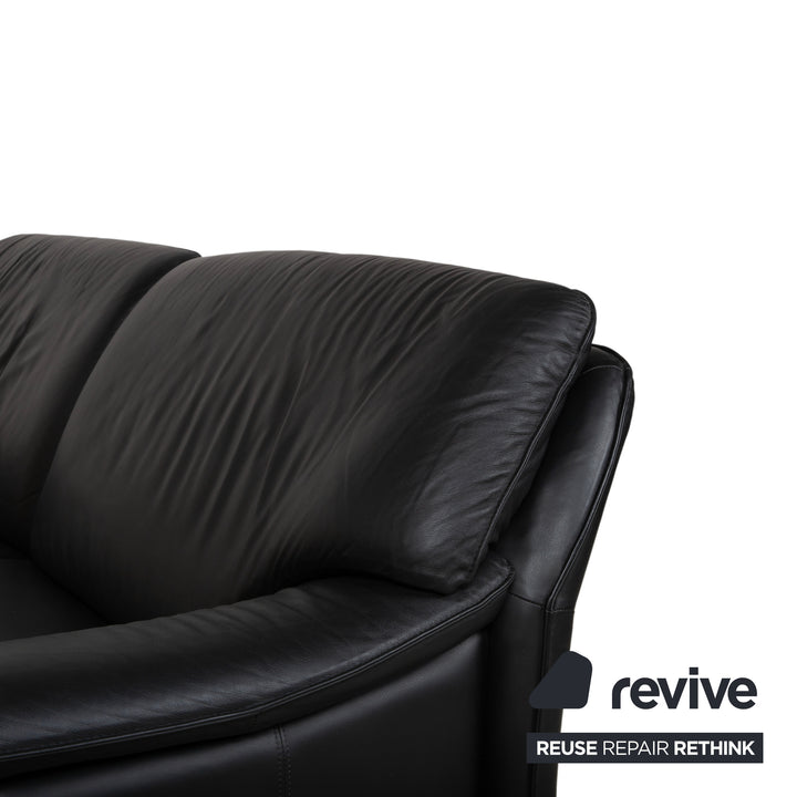 Laauser Atlanta Garnitur Designer Leder Sofa Schwarz Zweisitzer Dreisitzer Couch