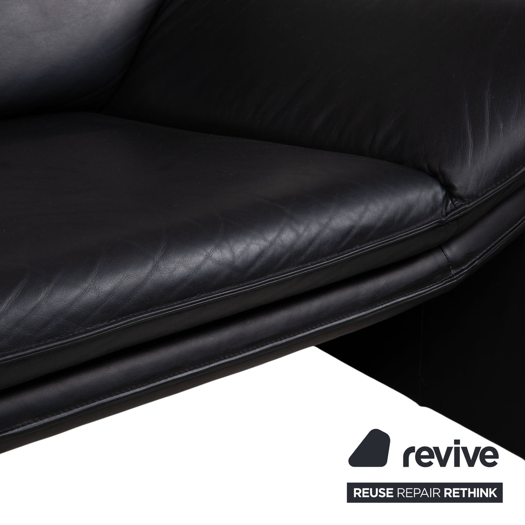 Laauser Atlanta Garnitur Designer Leder Sofa Schwarz Zweisitzer Dreisitzer Couch