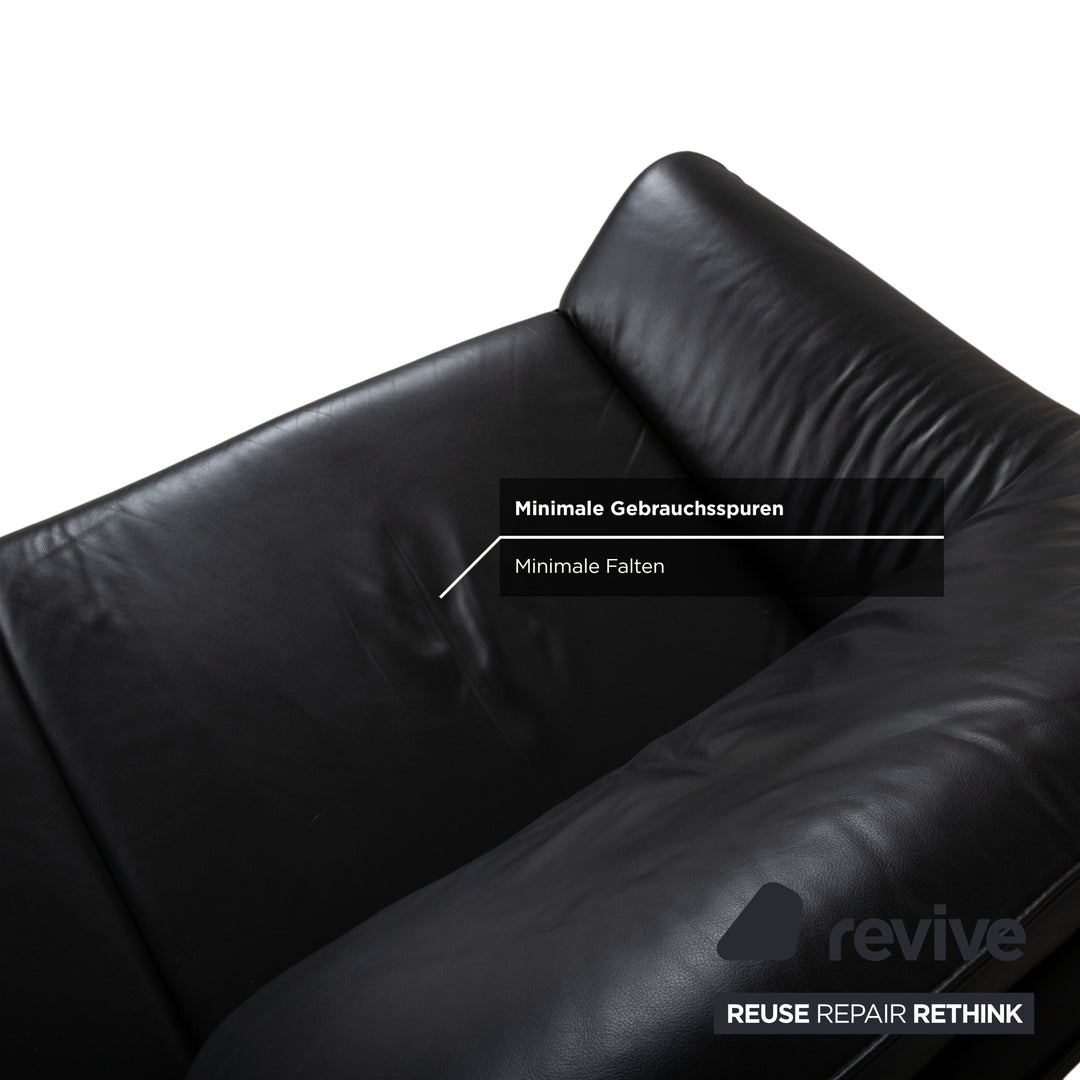 Laauser Atlanta Garnitur Designer Leder Sofa Schwarz Zweisitzer Dreisitzer Couch