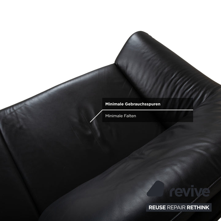 Laauser Atlanta Garnitur Designer Leder Sofa Schwarz Zweisitzer Dreisitzer Couch