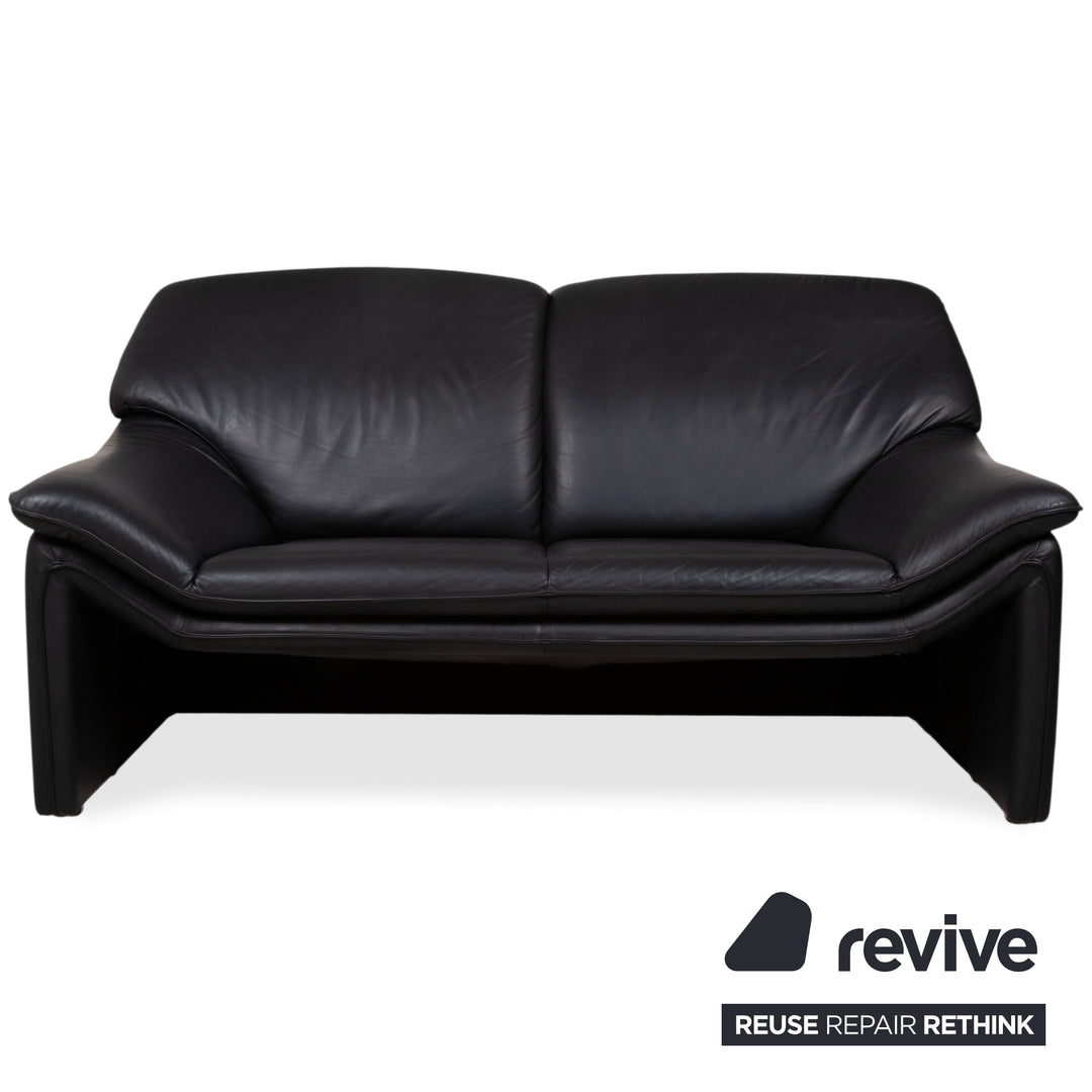 Laauser Atlanta Garnitur Designer Leder Sofa Schwarz Zweisitzer Dreisitzer Couch