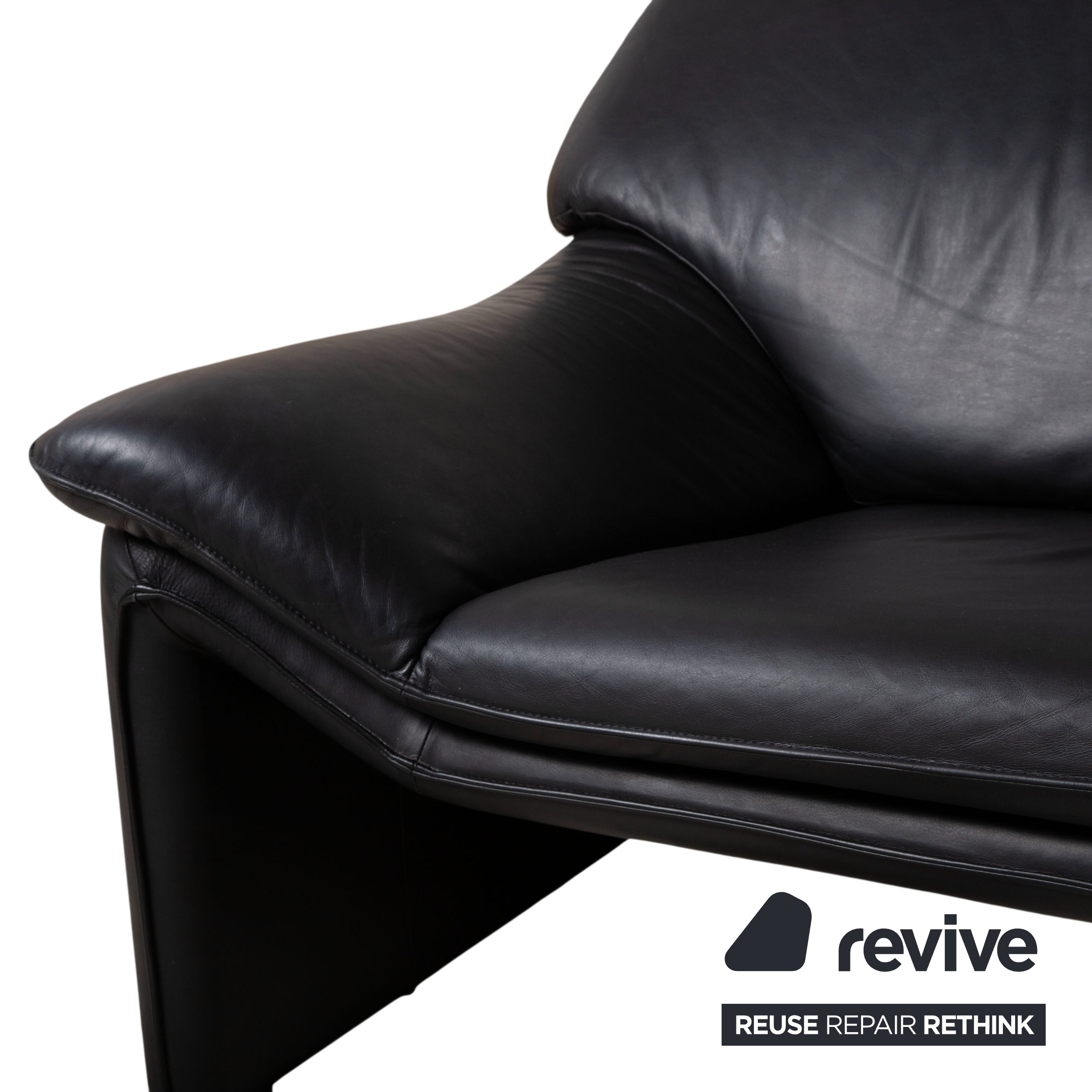 Laauser Atlanta Sofa Set Designer Leather Sofa Black Two-seater Three-seater Couch